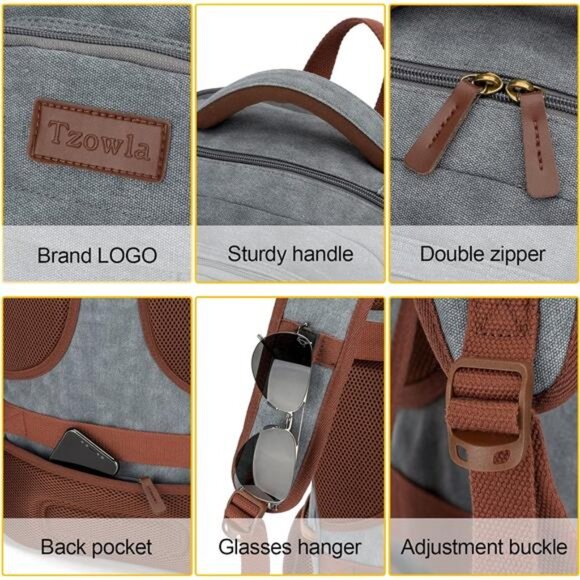 Canvas Laptop Backpack, Bag for Men Women,Travel Work Rucksack Fits 15.6 - Picture 4 of 6